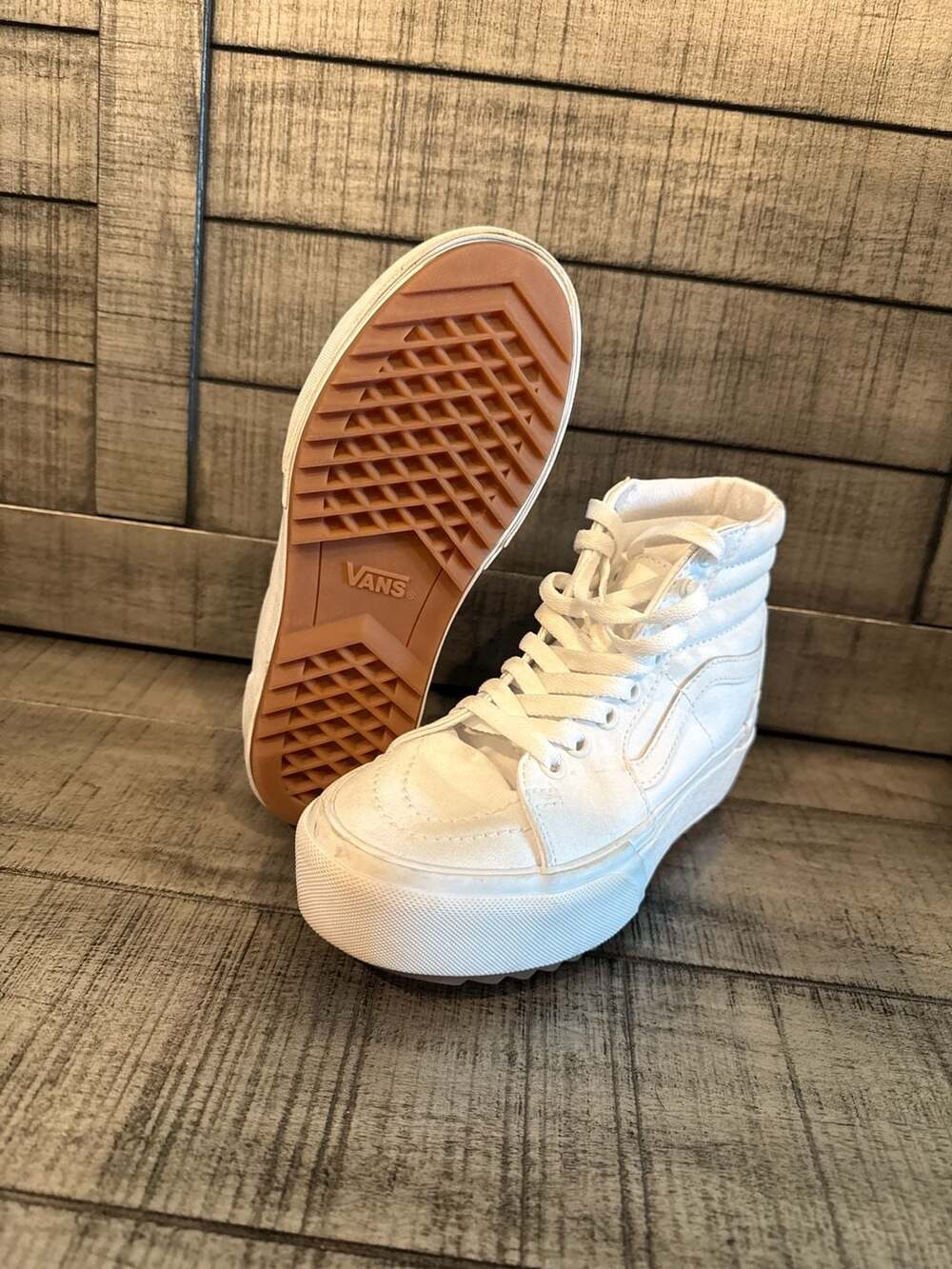Vans Sk8-Hi Tapered Stackform Canvas Platform High Top - True White size 3.5Y - Picture 5 of 5